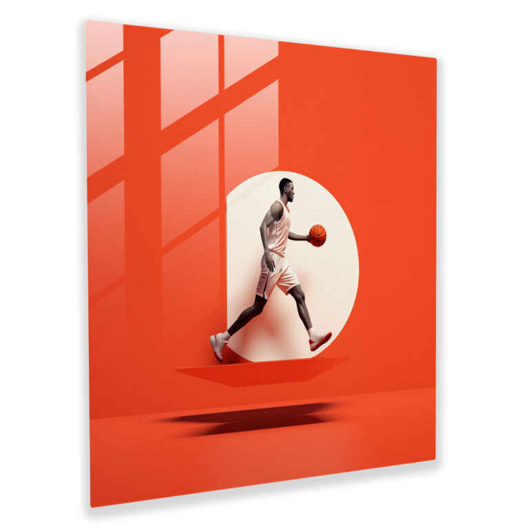 Nba Glass Print - Minimalist Basketball Illustration - Nba, Modern Art, Nba Basketball, Minimalist Illustration