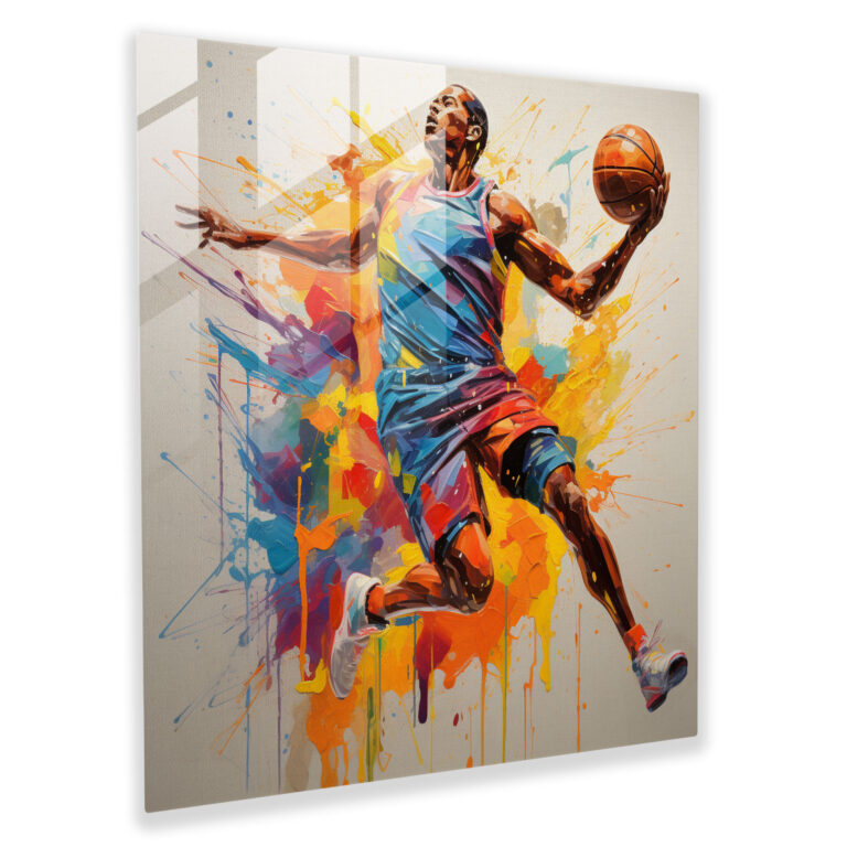 Nba Glass Print - Abstract Dunk - Nba, Modern Art, Glass Wall Art, Home Decoration