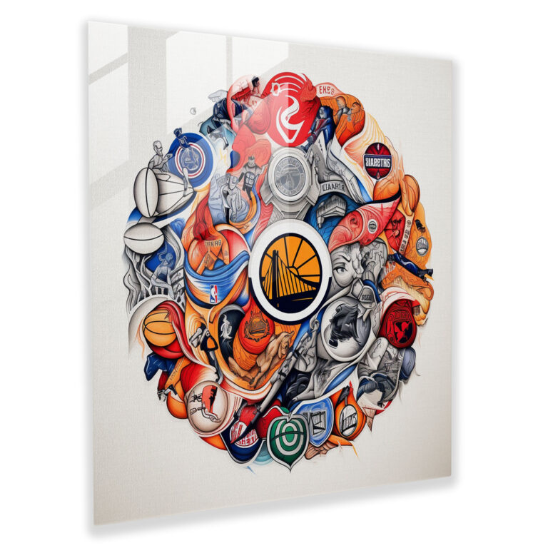 Nba Glass Print - Team Logos Sketch - Nba, Home Decoration, Glass Wall Art, Sketch