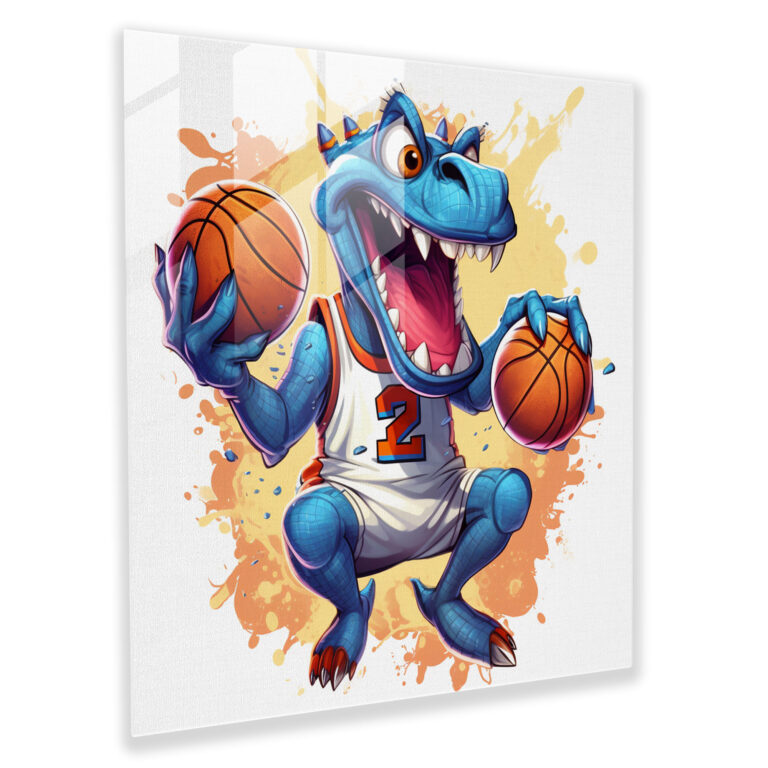 Nba Whimsical Cartoon Glass Print - Nba, Nba, Modern Art, Nba Mascot
