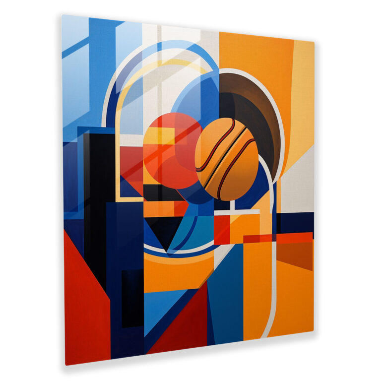 Nba Glass Print - Geometric Team Fusion - Nba, Wall Decoration, Geometric Abstraction, Modern Art
