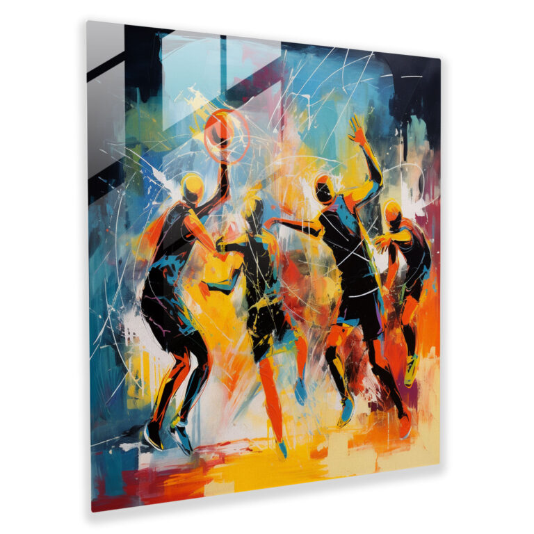 Nba Abstract Glass Print - Nba, Vibrant Colors, Modern Art, Glass Art