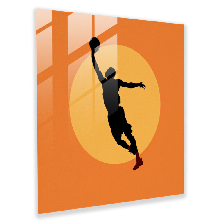 Nba Silhouette Glass Print - Nba, Home Decoration, Glass Wall Art, Glass Print