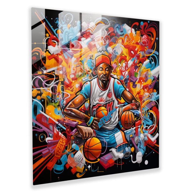 Nba Graffiti Glass Print - Nba, Glass Art, Glass Print, Wall Decoration