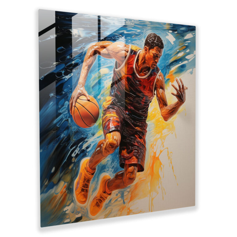 Nba Power Glass Print - Nba, Wall Decoration, Strength, Basketball Player