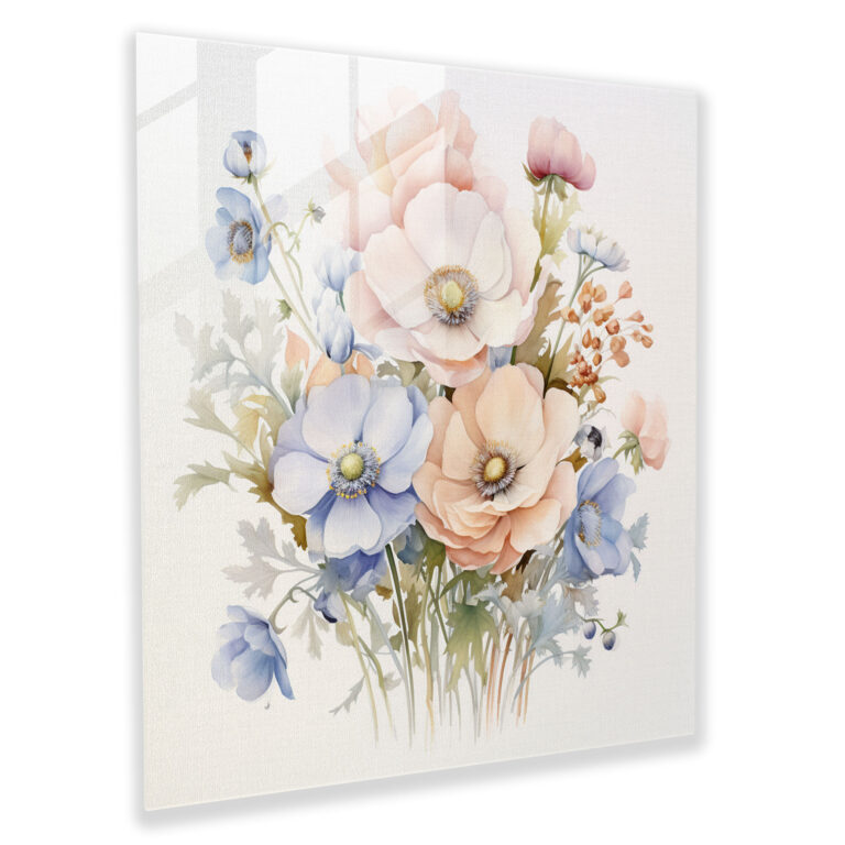 Neutral Glass Print - Pastel Blooms - Neutral, Home Decoration, Watercolor Painting, Pastel Blooms