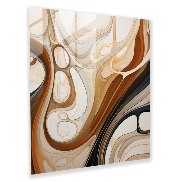 Neutral Glass Print - Flowing Lines And Organic Shapes - Neutral, Glass Wall Art, Glass Art, Abstract Painting