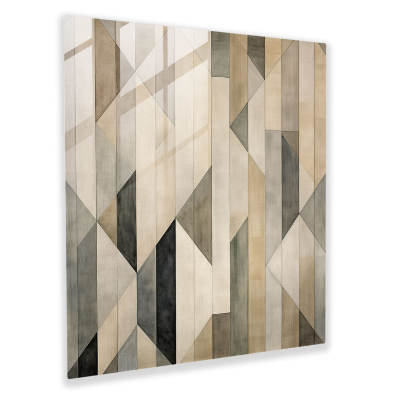 Neutral Glass Print - Geometric Balance - Neutral, Home Decoration, Modern Art, Geometric Design