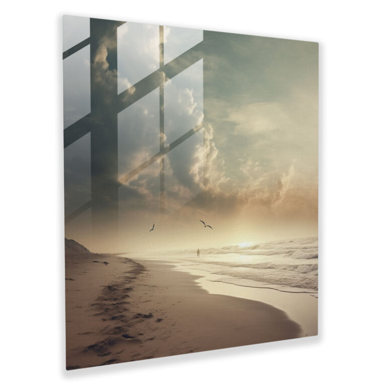 Neutral Glass Print - Beach Serenity - Neutral, Home Decoration, Modern Art, Wall Decoration