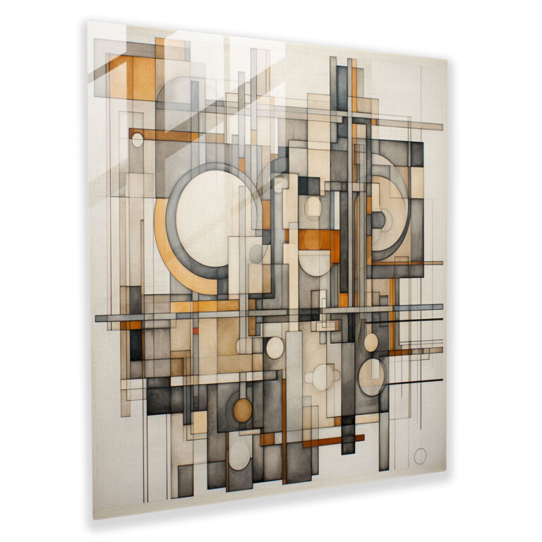 Neutral Geometric Glass Print - Neutral, Shapes, Wall Decoration, Home Decoration