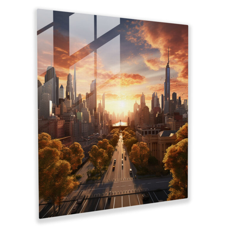 Neutral Cityscape Glass Print - Neutral, Glass Art, Picturesque Sunset, Neutral City Skyline