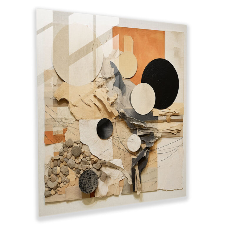 Neutral Collage Glass Print - Neutral, Mix Of Colors, Wall Decoration, Uniqueness