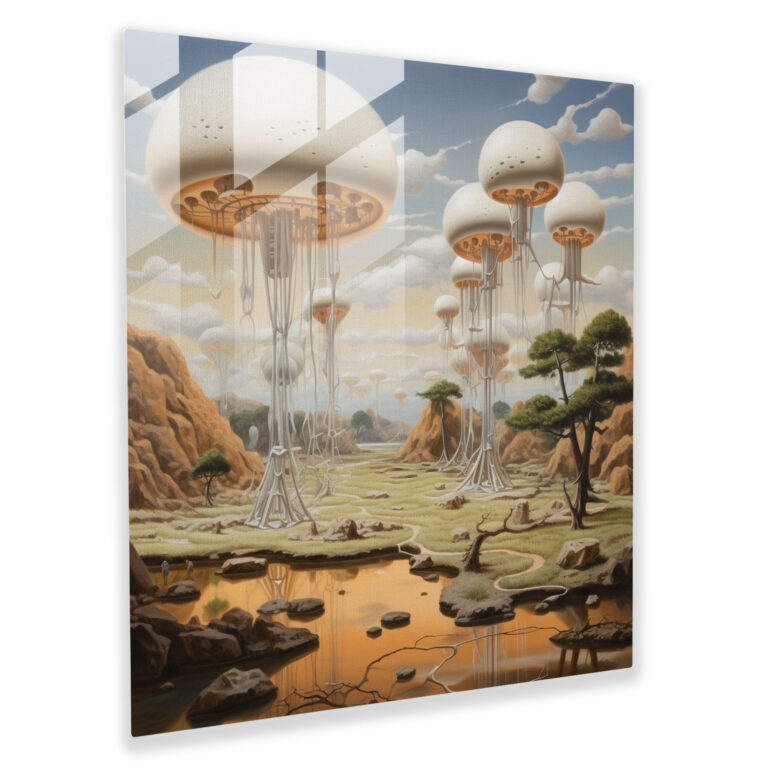 Neutral Mystical Landscape Glass Print - Neutral, Mystery, Wall Decoration, Glass Art