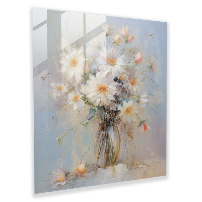 Neutral Delicate Bouquet Glass Print - Neutral, Glass Art, Neutral, Impressionist Pastel Drawing