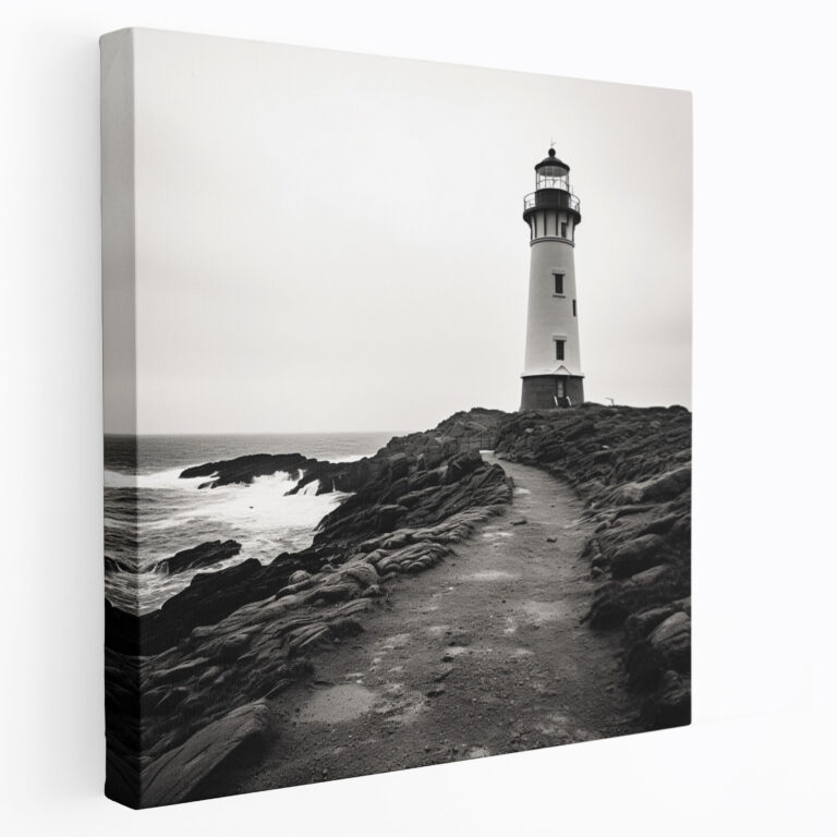Neutral Canvas Print - Monochrome Lighthouse Wall Art - Neutral, Home Decoration, Canvas Wall Art, Sophistication