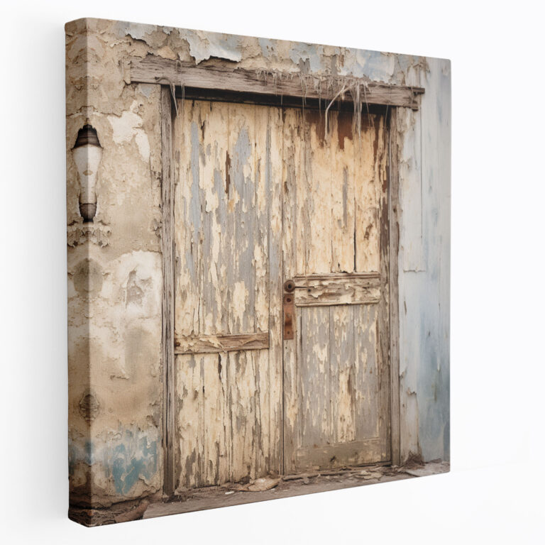 Neutral Canvas Print - Rustic Wooden Door Wall Art - Neutral, Canvas, Rustic-Inspired Photograph, Vintage Charm