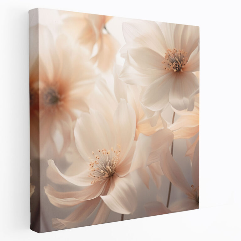 Neutral Macro Photography Wall Decoration - Neutral, Canvas, Delicate Flowers, Macro Photography