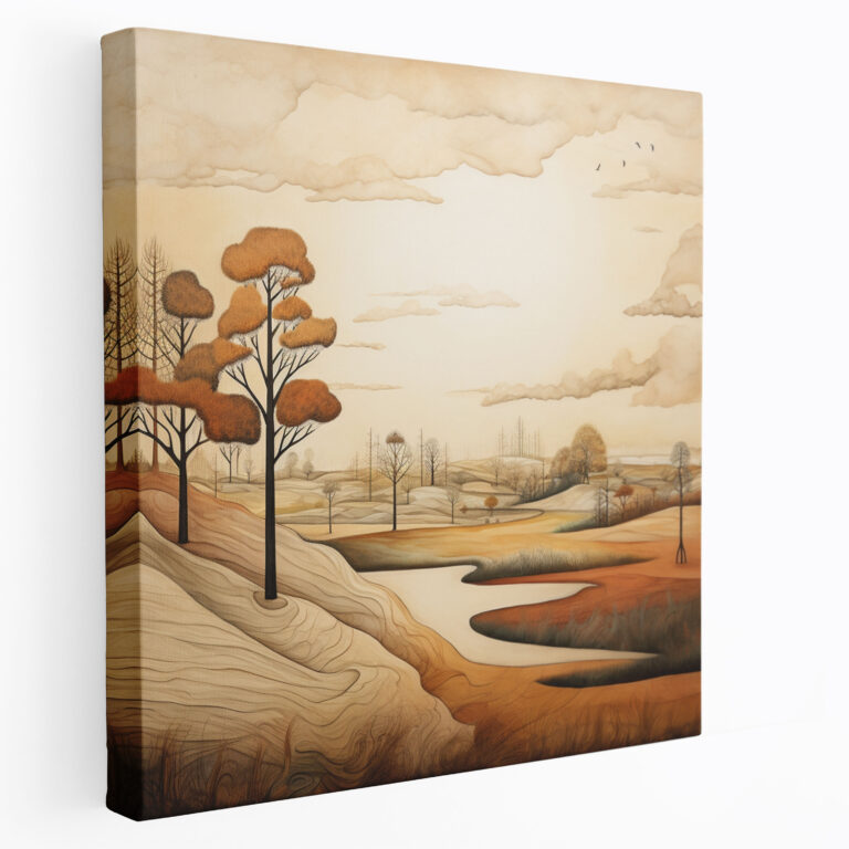 Neutral Landscape Canvas Print - Neutral, Canvas Wall Art, Wall Art, Earthy Landscape Painting