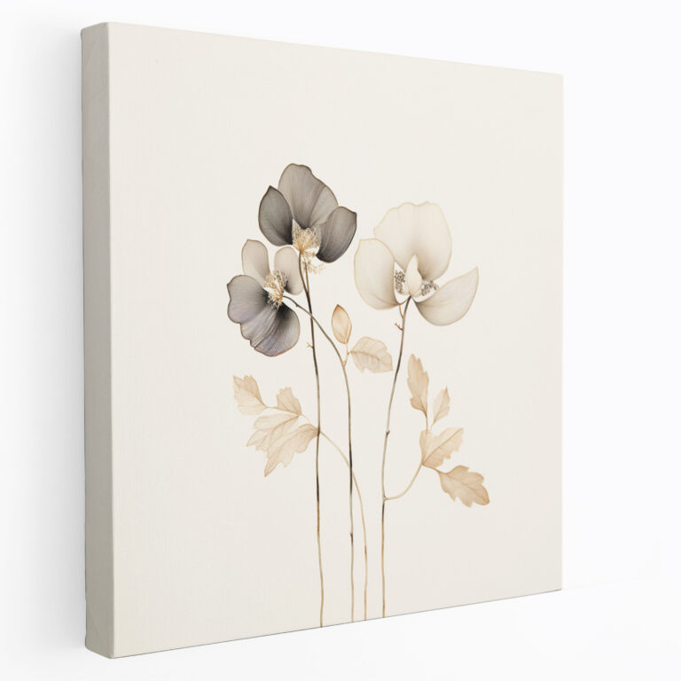 Neutral Botanical Canvas Print - Neutral, Wall Art, Delicate Flora, Minimalist