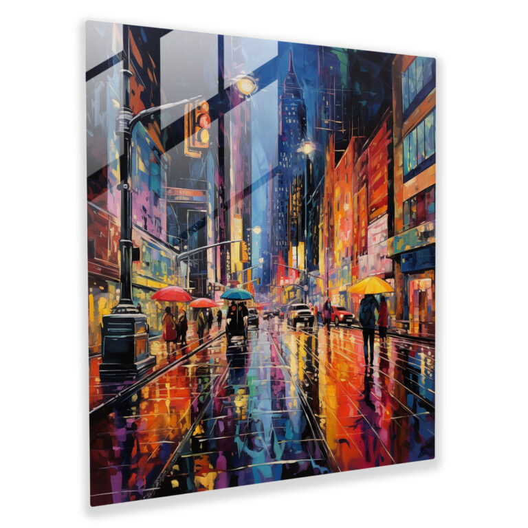 Nighthawks Modern Art - Nighthawks, Glass Art, Nighthawks, Vibrant Acrylic Painting
