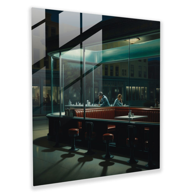 Nighthawks Modern Art - Nighthawks, Glass Art, Glass Wall Art, Modern Art