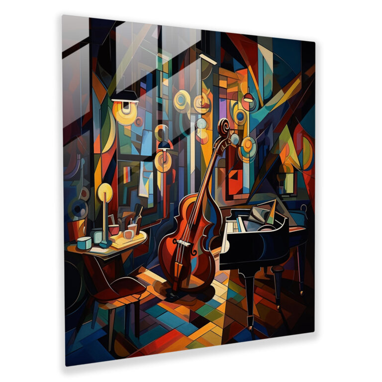 Nighthawks Modern Art - Nighthawks, Late-Night Jazz Club, Extraordinary Piece, Cubist-Inspired Artwork