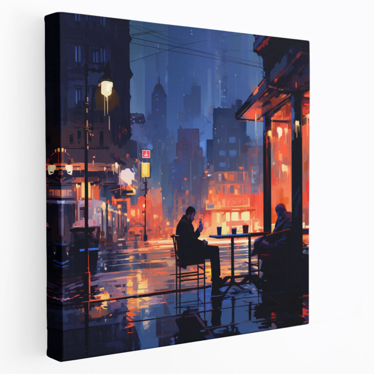 Nighthawks Wall Art - Nighthawks, Wall Decoration, Neon-Lit Cityscape, Canvas