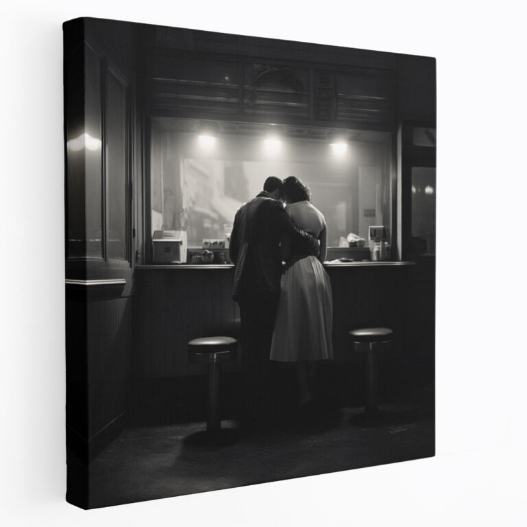 Nighthawks Canvas Print - Nighthawks, Canvas Wall Art, Home Decoration, Black And White Photograph