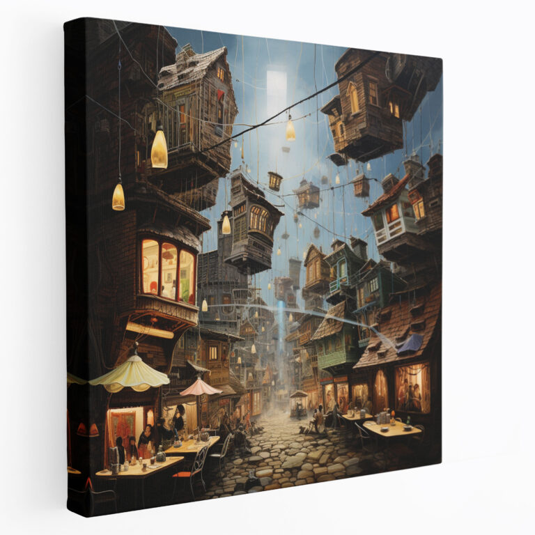Nighthawks Wall Decoration - Nighthawks, Wall Art, Canvas, Surrealistic Mixed Media Artwork