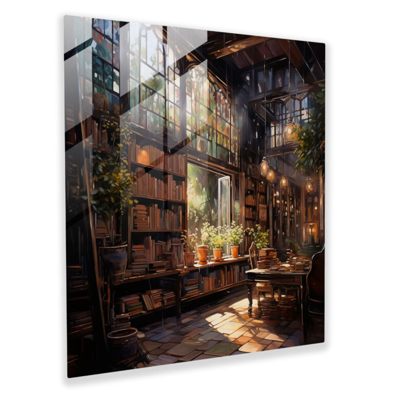 Nostalgia Bookstore Glass Print - Nostalgia, Old Bookstore, Modern Art, Nostalgia