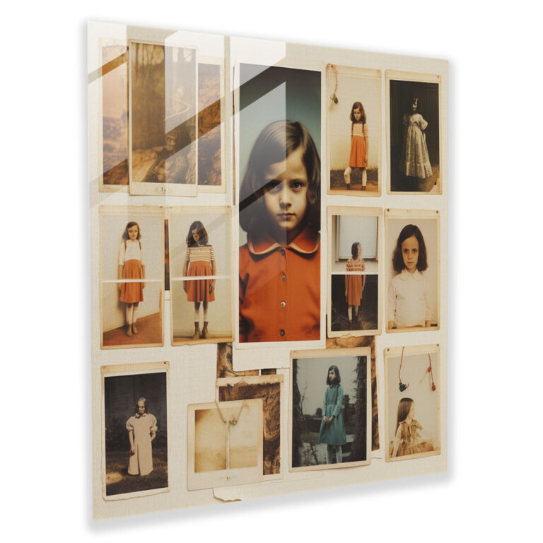 Innocent Memories Glass Print - Polaroid Collage - Nostalgia, Collage, Glass Art, Childhood Memories