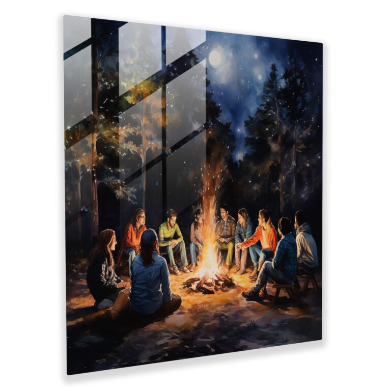 Bonfire Nostalgia Glass Print - Nostalgia, Wall Decoration, Home Decoration, Nostalgia