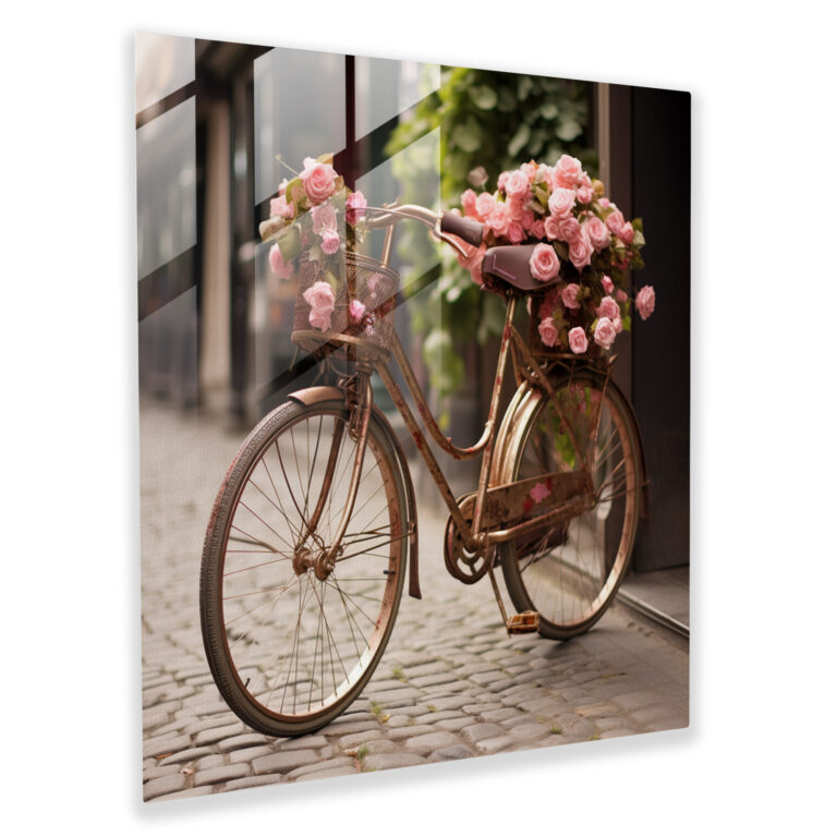 Nostalgia Glass Print: Vintage Bicycle - Nostalgia, Glass Art, Leisurely Rides, Glass Wall Art