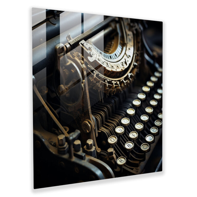 Vintage Typewriter Glass Print - Nostalgia, Nostalgia, Modern Art, Glass Art