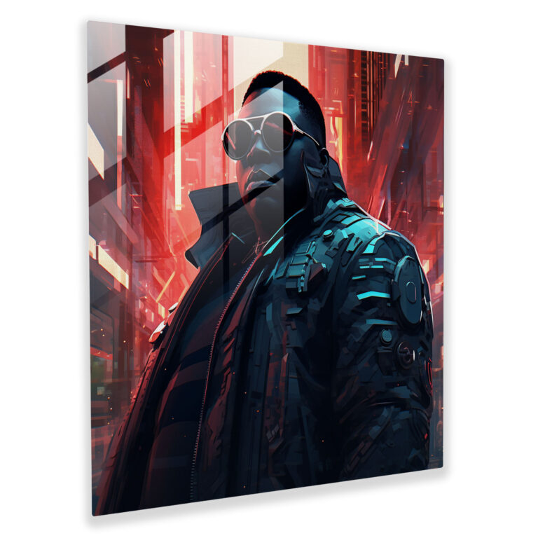 Cyberpunk Notorious Big Glass Print - Futuristic Digital Art - Notorious Big, Home Decoration, Futuristic Illustration, Glass Art