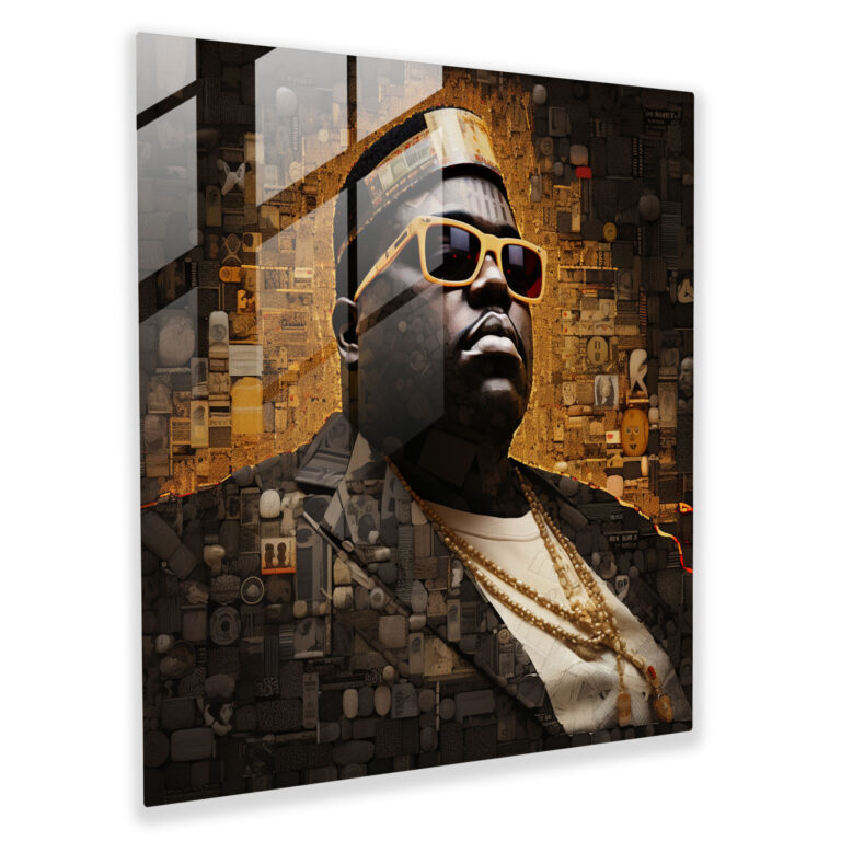 Notorious Big Glass Print Collage - Notorious Big, Collage, Wall Decoration, Glass Wall Art
