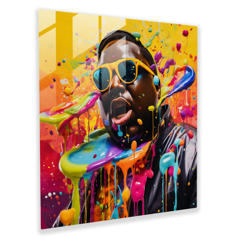Notorious B.i.g. Abstract Glass Wall Art - Notorious Big, Vivid Colors, Glass Print, Modern Art
