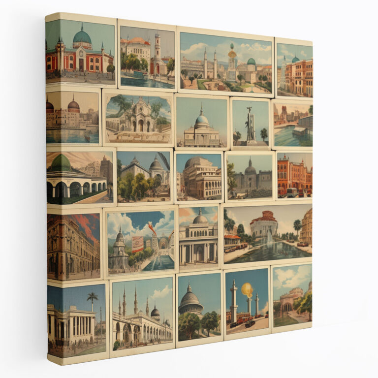 Nostalgia Wall Decoration - Vintage Postcards From Different Cities - Nostalgia, Canvas Print, Spirit Of Wanderlust, Canvas