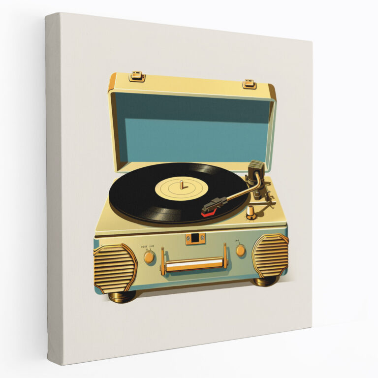Nostalgia Vintage-Style Illustration Canvas Print - Old Record Player - Nostalgia, Canvas Print, Canvas Wall Art, Golden Era Of Music