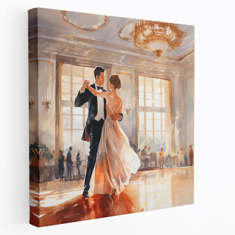 Nostalgia Retro Watercolor Canvas Print - Nostalgia, Romantic Couple, Retro Watercolor Painting, Nostalgia