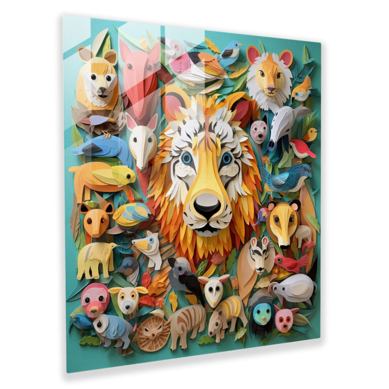 Nursery Glass Print - Whimsical Animal Collage - Nursery, Glass Art, Glass Wall Art, Home Decoration
