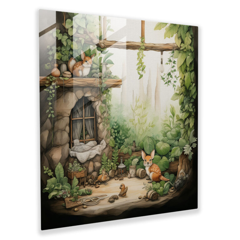 Nature Nursery Glass Print - Nursery, Glass Art, Glass Wall Art, Lush Greenery