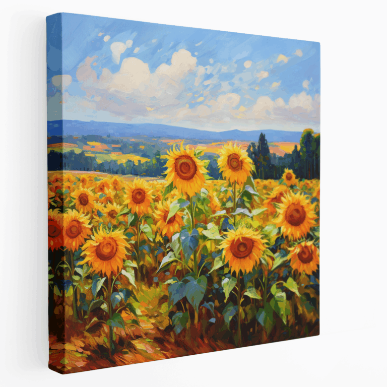 Impressionist Sunflower Field Canvas Painting