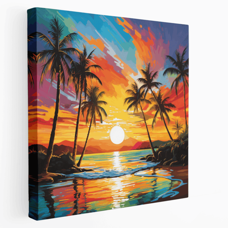 Vibrant Tropical Beach Canvas Painting