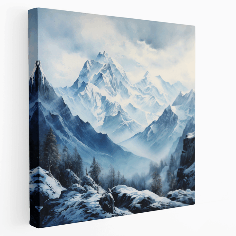 Canvas Painting - Winter Mountain Range