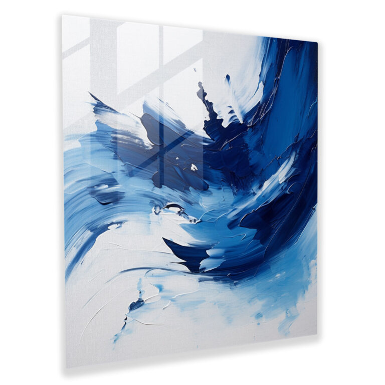 Navy Blue Abstract Glass Print - Navy Blue, Glass Wall Art, Glass Print, Wall Decoration