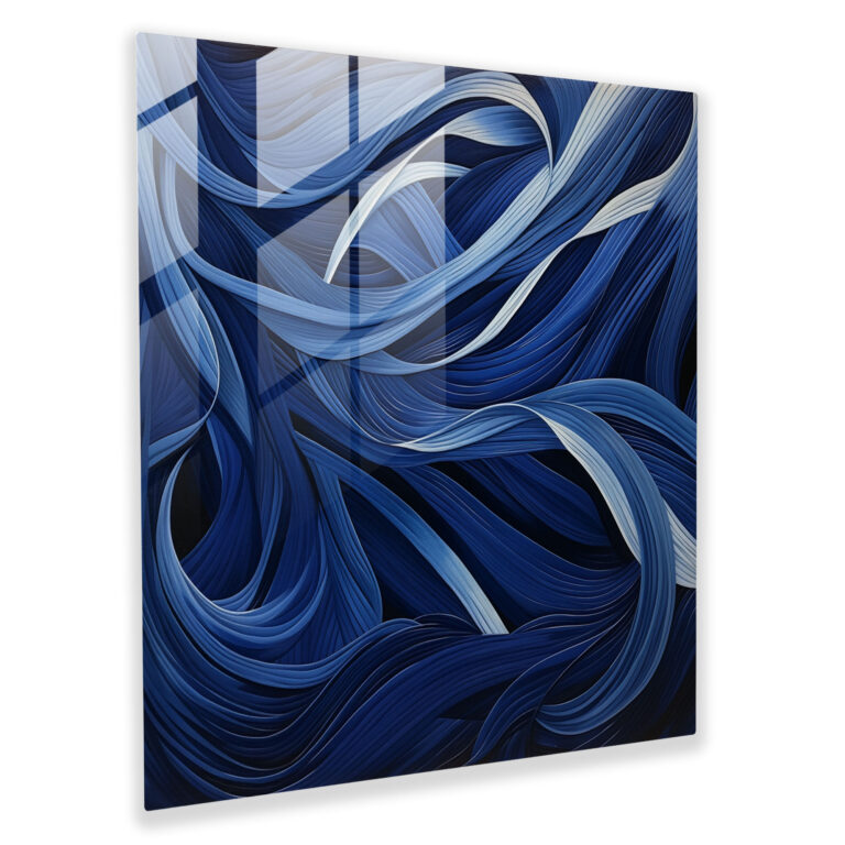 Abstract Movements Navy Blue Glass Print - Navy Blue, Glass Wall Art, Movement, Modern Art