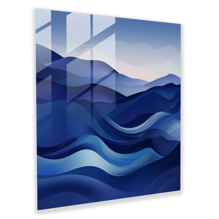 Navy Blue Abstract Landscape Glass Print - Navy Blue, Glass Print, Abstract Landscape, Navy Blue