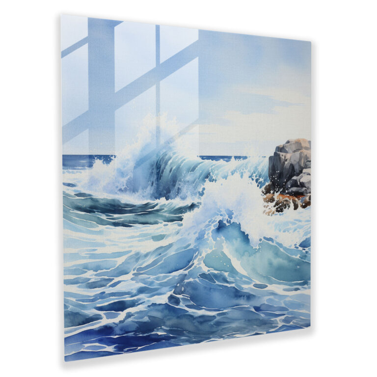 Serene Navy Blue Glass Print - Navy Blue, Sea, Glass Wall Art, Home Decoration