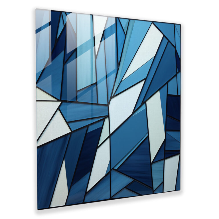 Contemporary Navy Blue Glass Print - Navy Blue, Modern Elegance, Geometric, Navy Blue